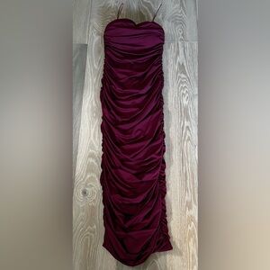 Red wine midi ruched oh Polly dress